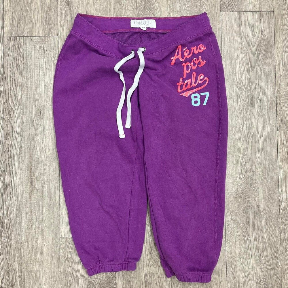 Aeropostale purple sweatpants with pink and blue accents Size M y2K surf school